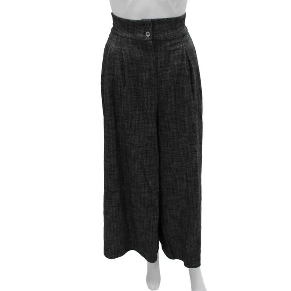 Zara Women Dress Pants Gray Herringbone Button 63% Viscose Size M